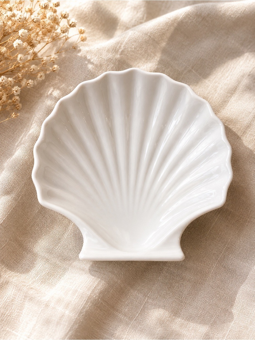CERAMIC Clam Shell Bowl Set of 3 Fancy Ocean Inspired Beach Dinner Party Seafood - Picture 7 of 12